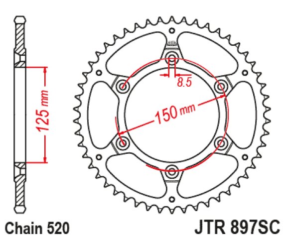 3 599 р. Звезда цепного привода JTR897.49SC DID JT jtr897.49sc  с доставкой в г. Кемерово
