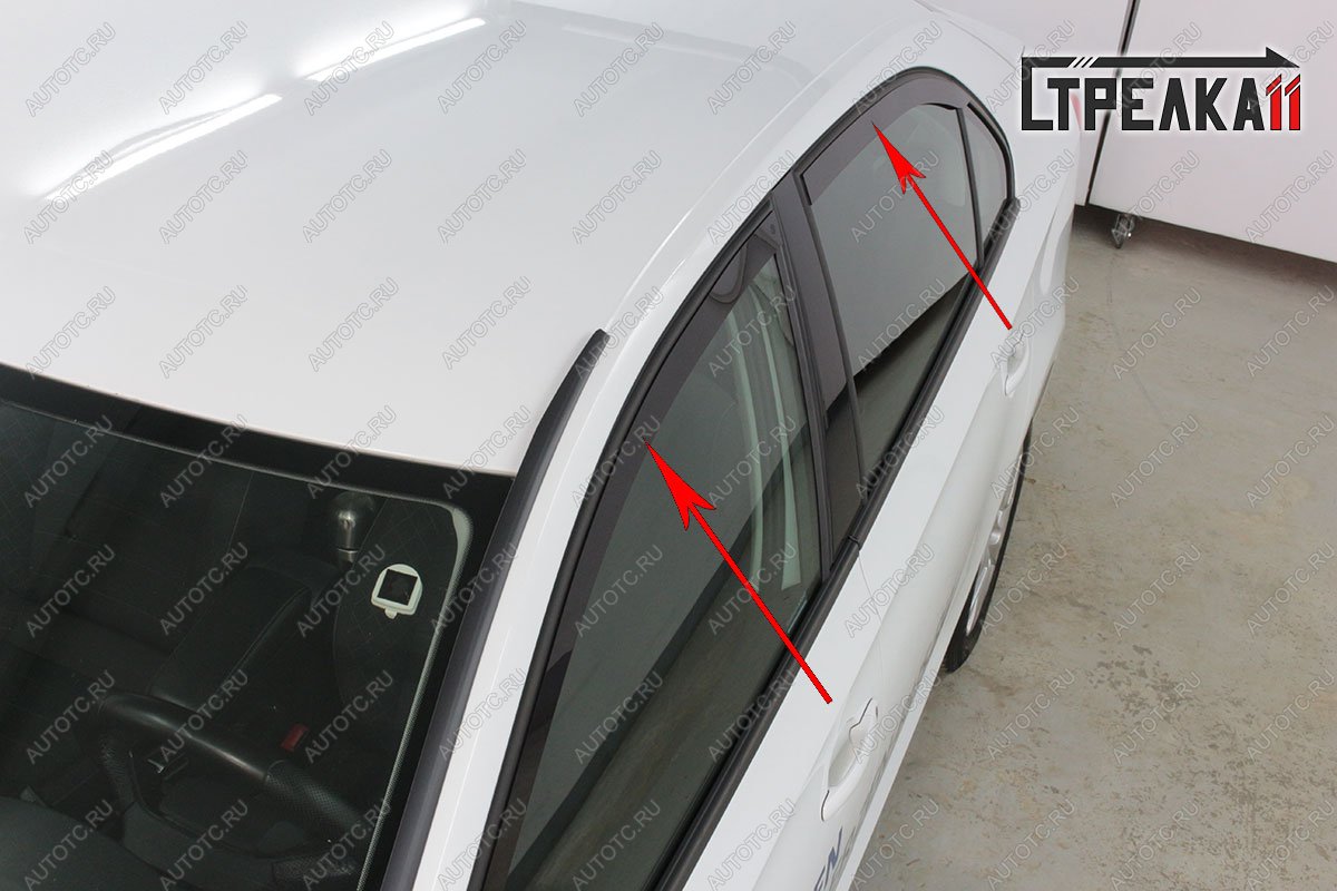 7 399 р. Дефлекторы окон 2D Стрелка11  Volkswagen Polo  5 (2009-2020) седан дорестайлинг, хэтчбек дорестайлинг, седан рестайлинг, хэтчбек рестайлинг (черные с хром накладками)  с доставкой в г. Кемерово