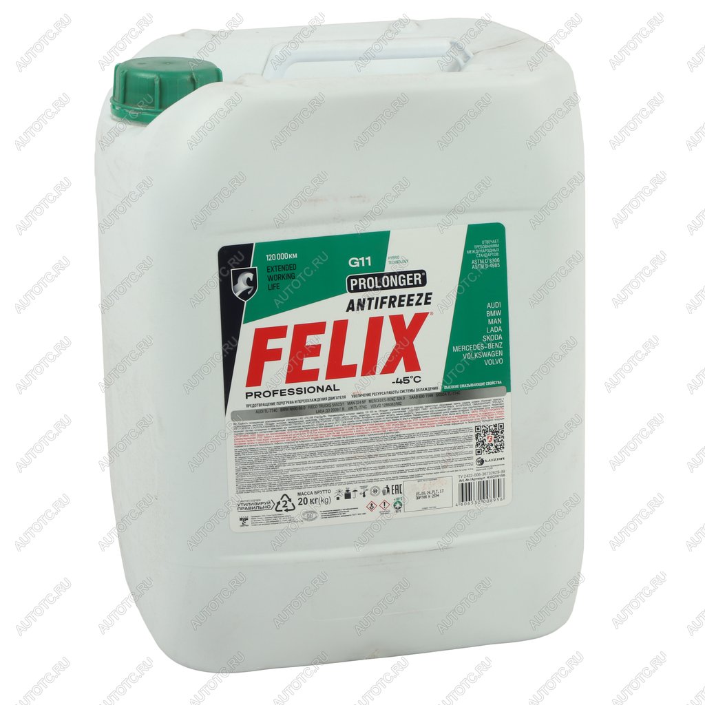 4 099 р. Антифриз зеленый -40C 20кг G11 Prolonger HOAT FELIX  с доставкой в г. Кемерово
