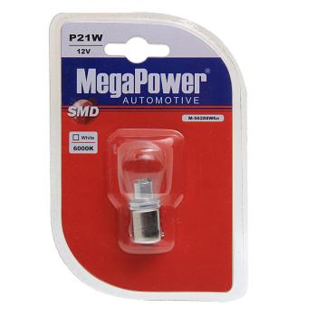 399 р. Лампа светодиодная 12V P21W Ba15s 6000K блистер (1шт.) MEGAPOWER  с доставкой в г. Кемерово. Увеличить фотографию 1