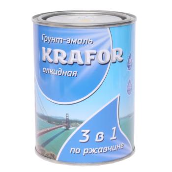 579 р. Грунт-эмаль по ржавчине желтый 1л KRAFOR  с доставкой в г. Кемерово. Увеличить фотографию 1