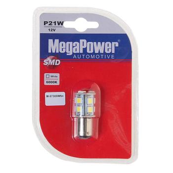 251 р. Лампа светодиодная 12V P215W BAY15d 6000K двухконтактная 13 светодиодов блистер (1шт.) MEGAPOWER  с доставкой в г. Кемерово. Увеличить фотографию 1