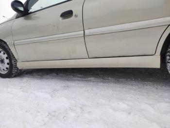 Пластиковые накладки порогов Фанат Тюнинг KIA Rio 1 DC дорестайлинг седан (2000-2002)