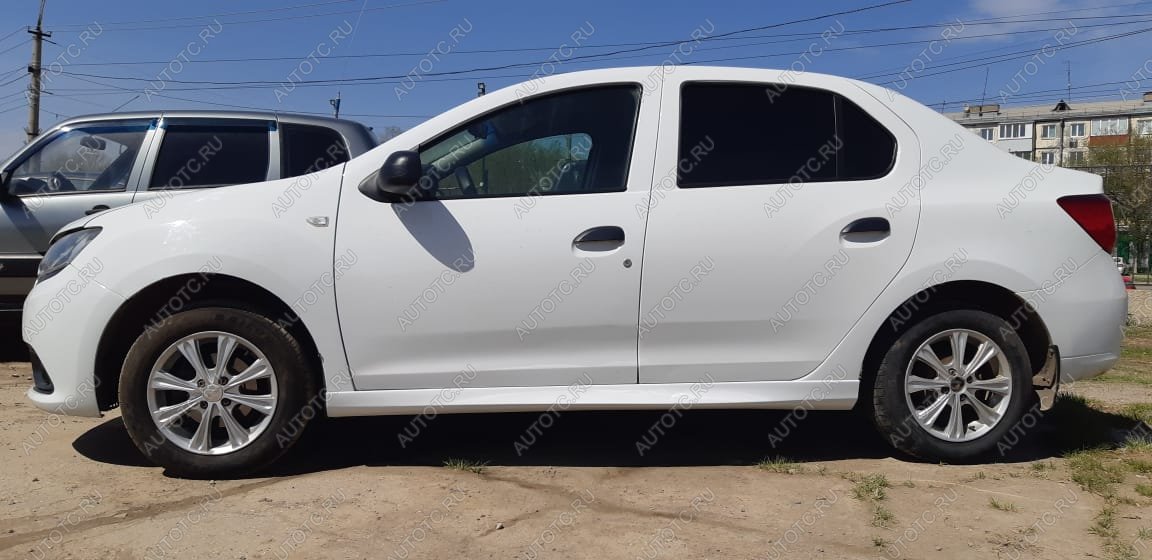 3 499 р. Пластиковые накладки порогов Фанат Тюнинг Renault Logan 1 дорестайлинг (2004-2010) (неокрашенные (глянец под окраску))  с доставкой в г. Кемерово