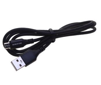 83 р. Кабель micro USB 1м черный BOROFONE  с доставкой в г. Кемерово. Увеличить фотографию 1