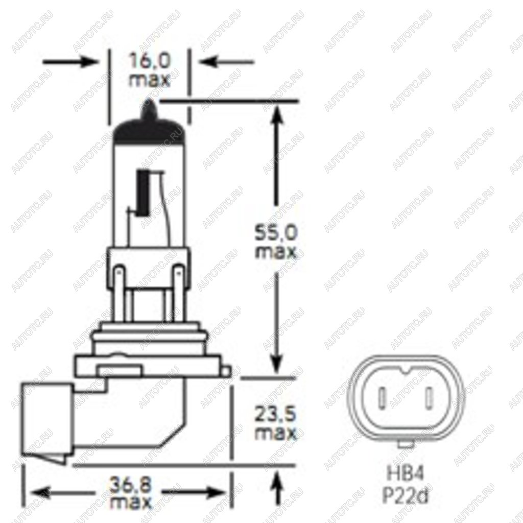 299 р. Лампа 12V HB4 51W P22d 1100лм Стандарт TESLAFT (Россия)  с доставкой в г. Кемерово