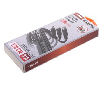 399 р. Кабель iPhone (5-)micro USBUSB Type C 1.2м WIIIX  с доставкой в г. Кемерово. Увеличить фотографию 2