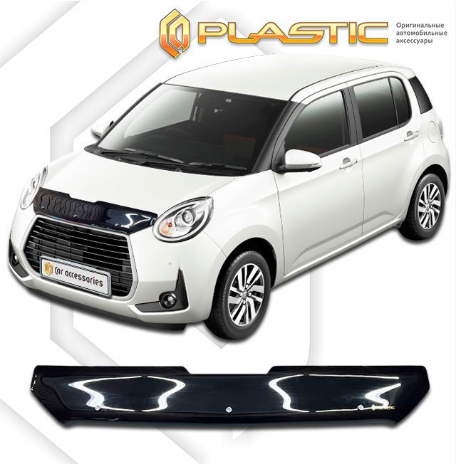 2 299 р. Дефлектор капота CA Plastic Daihatsu Boon 3 M700 дорестайлинг (2016-2018) (Classic черный)  с доставкой в г. Кемерово