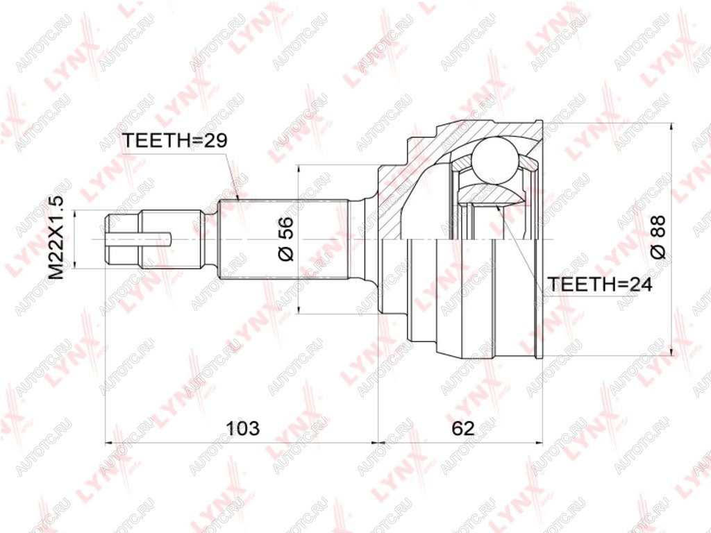 4 199 р. ШРУС наружный NISSAN Teana (03-08) комплект LYNX  с доставкой в г. Кемерово