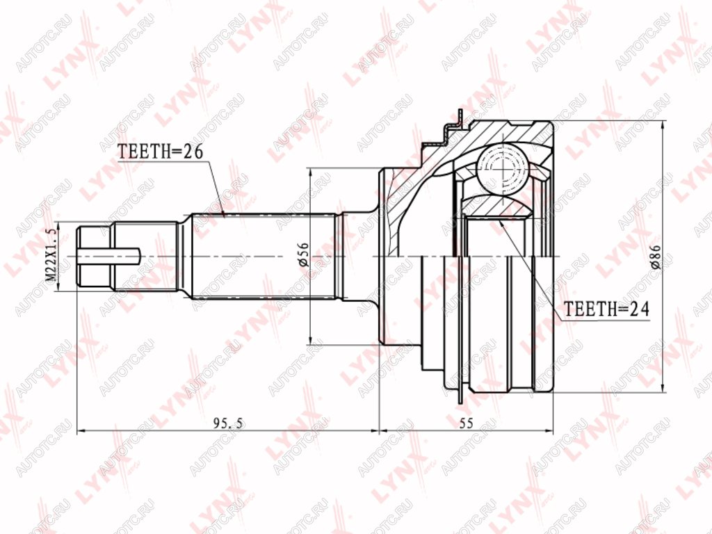 2 299 р. ШРУС наружный TOYOTA Vista (98-03) комплект LYNX  с доставкой в г. Кемерово