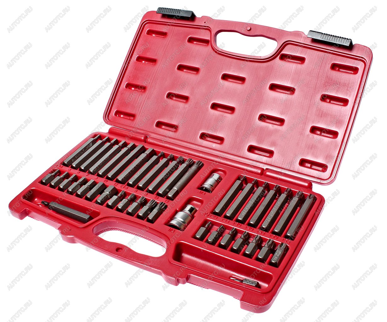 5 899 р. Набор бит 12" 38" HEX, TORX, SPLINE 6-ти гранных 2 держателя 42 предмета в кейсе JTC  с доставкой в г. Кемерово