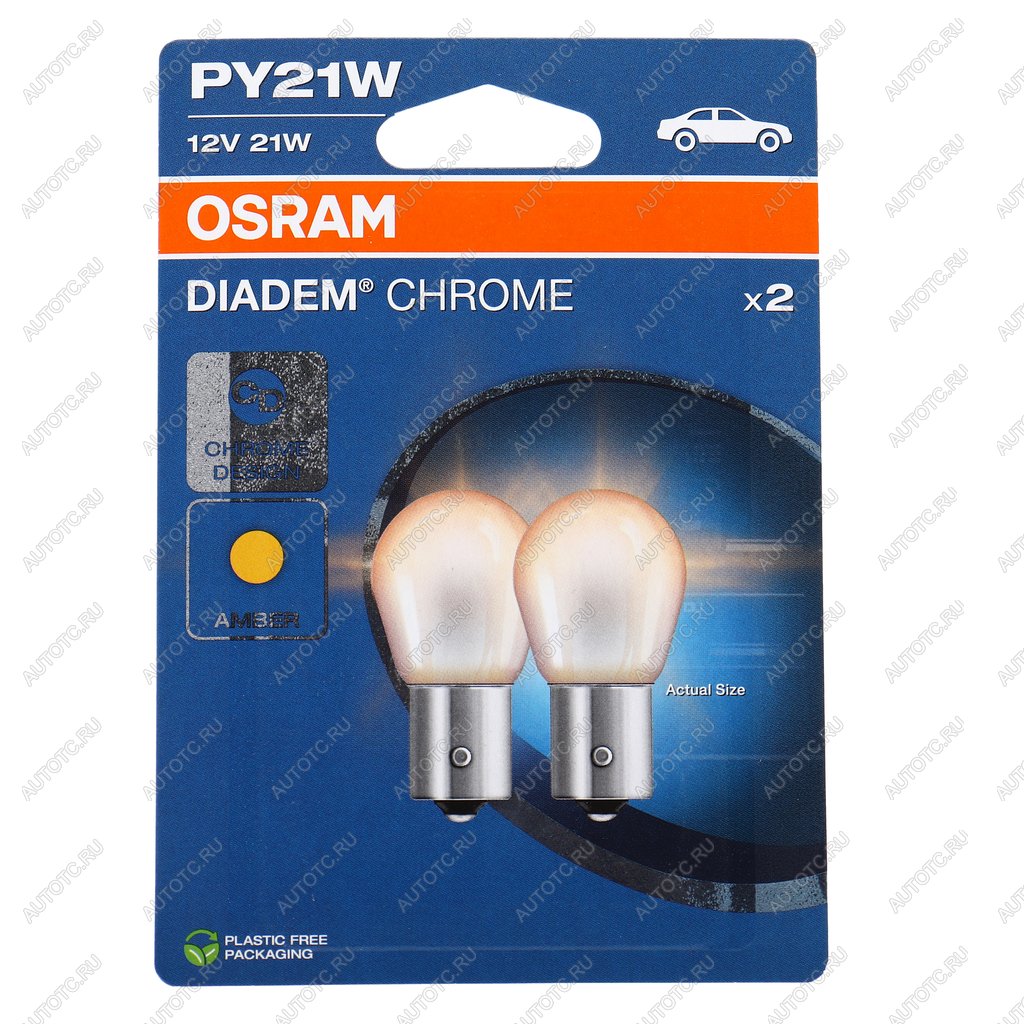 1 169 р. Лампа 12V PY21W BAU15s желтая блистер (2шт.) Diadem Chrome OSRAM  с доставкой в г. Кемерово