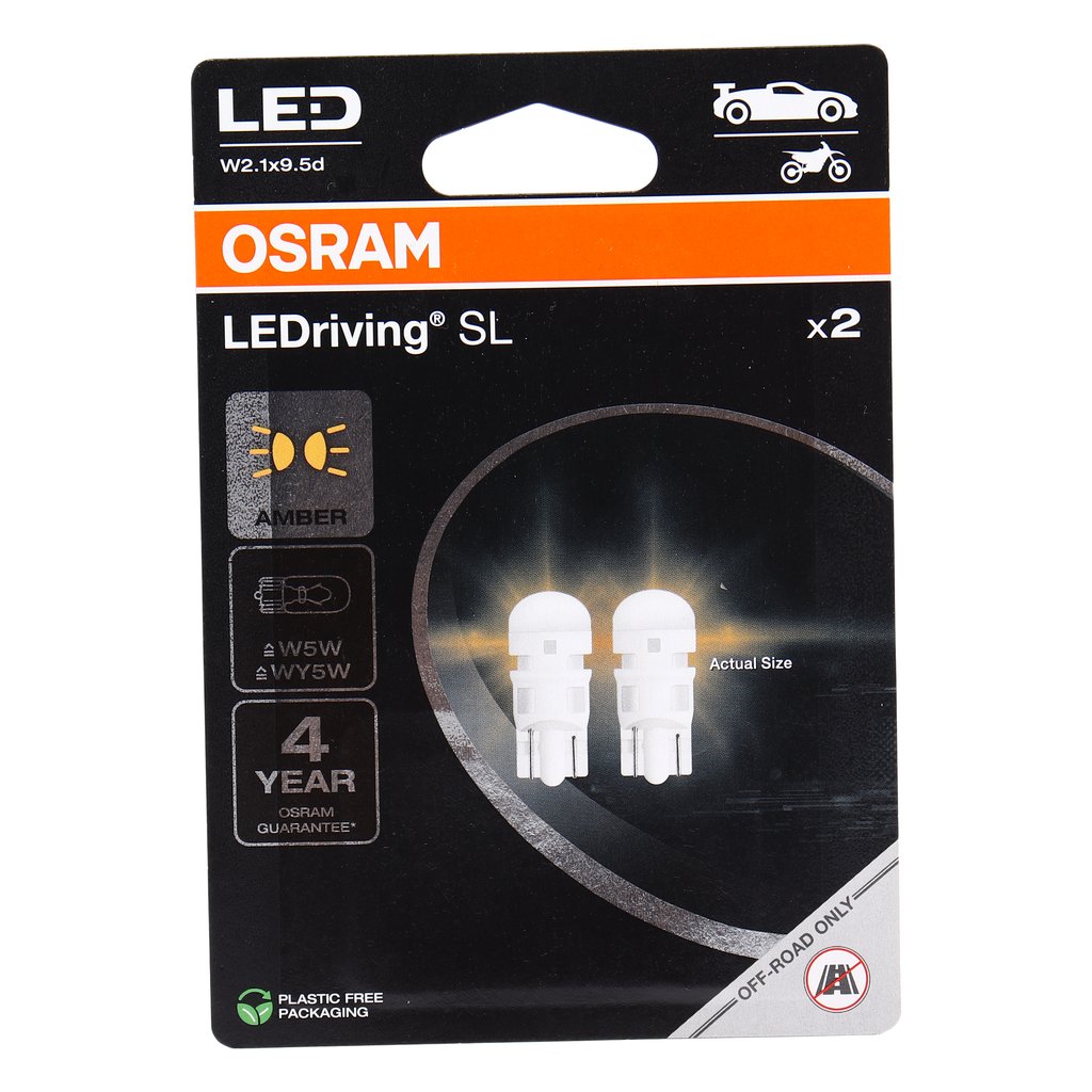 1 159 р. Лампа светодиодная 12V W5W T10 W2.1x9.5d блистер (2шт.) LEDriving SL Yellow OSRAM  с доставкой в г. Кемерово