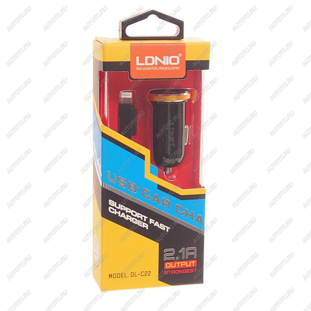 359 р. Устройство зарядное в прикуриватель 2USB 12-24V 2.1A кабель iPhone (5-) LDNIO  с доставкой в г. Кемерово