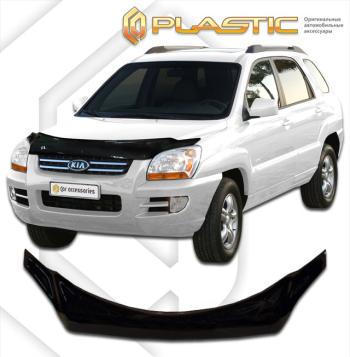 Дефлектор капота (exclusive) CA-Plastic KIA Sportage  2 JE,KM (2004-2010) дорестайлинг,  рестайлинг (Classic черный)