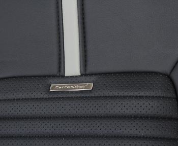 4 499 р. Накидка на сиденье 3D экокожа черная св.серая строчка (6 предм.) Sector Leather CARFASHION  с доставкой в г. Кемерово. Увеличить фотографию 2