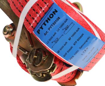 1 289 р. Стяжка крепления груза 10т 8м-50мм с храповиком Python РОМЕК  с доставкой в г. Кемерово. Увеличить фотографию 4