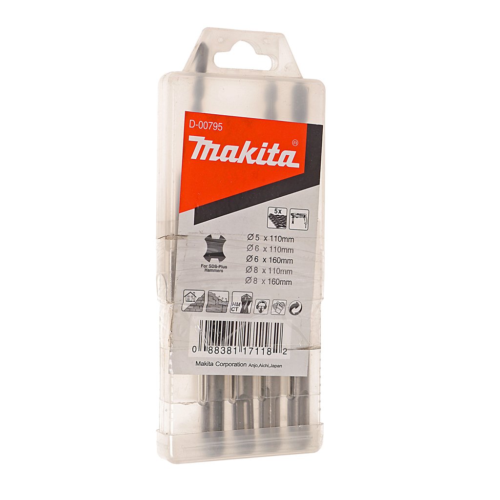 669 р. Набор буров по бетону SDS+ 5.0-8.0x110мм,6.0-8.0x160мм (5шт.) MAKITA  с доставкой в г. Кемерово