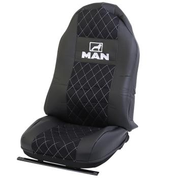 Авточехлы MAN TGM (-16) 1 ремень экокожа-алькантара черные ВИТА ТРАК