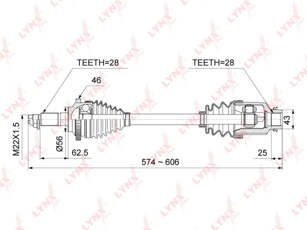 10 499 р. Привод KIA Spectra (94-) колеса переднего правый LYNX  с доставкой в г. Кемерово