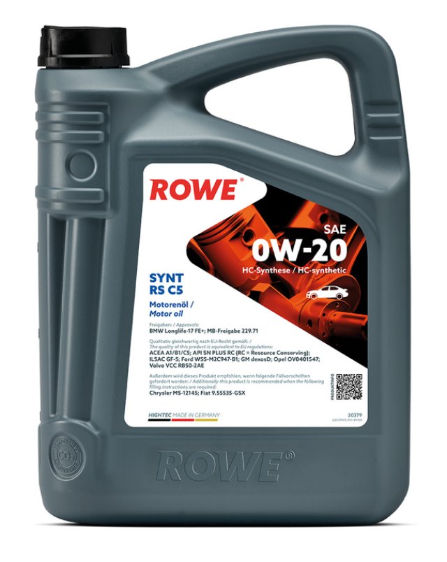 9 749 р. Масло моторное HIGHTEC SYNT RS C5SP 0W20 синт.5л ROWE  с доставкой в г. Кемерово