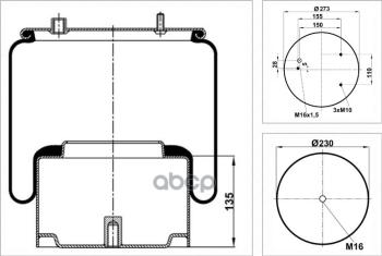 V8361c Пневморессора В Сборе Со Стаканом Металл Vector 836Mk1 Верх 3Шп M10отв VECTOR арт. V8361C
