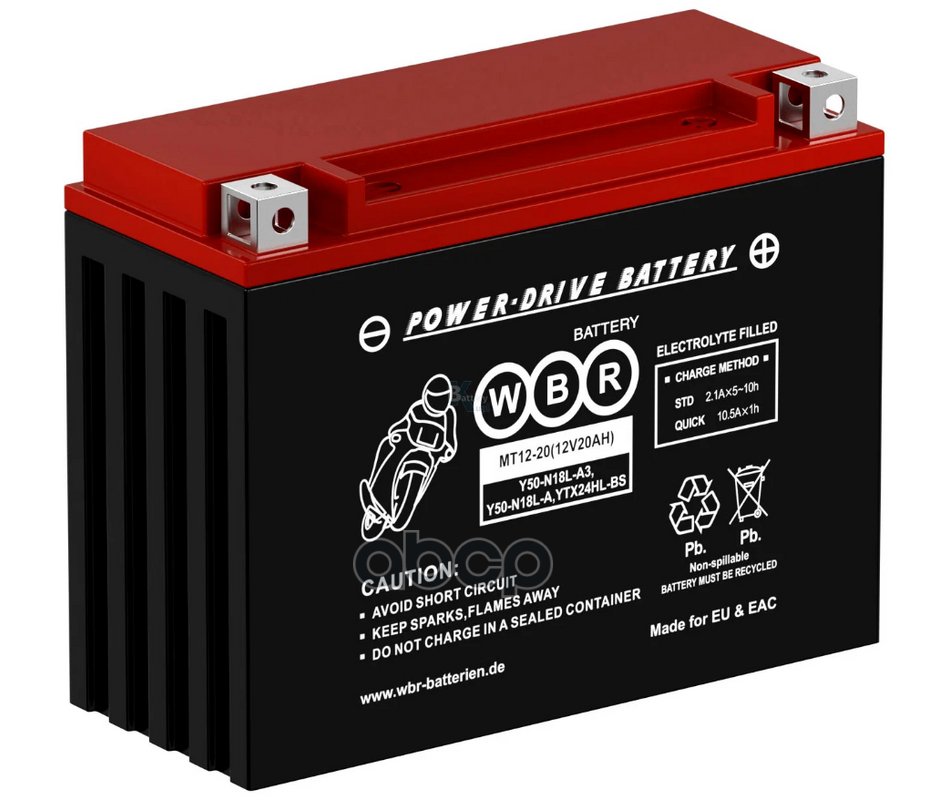 8 299 р. Аккумулятор  12V - 20 АЧ Wbr Mt (Ytx24hl-Bs) WBR арт. MT12-20  с доставкой в г. Кемерово
