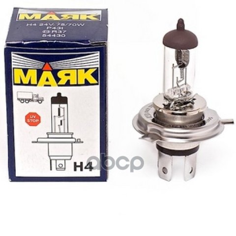 164 р. Лампа Галогеновая H4 12V  6055W Маяк P43t (52420) Маяк арт. 52420  с доставкой в г. Кемерово