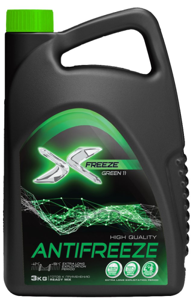 649 р. Антифриз X-Freeze Green 11 Синтез-Пак ( 3Кг) -40*С (Зеленый) (430206094) X-FREEZE арт. 430206094  с доставкой в г. Кемерово