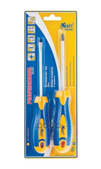 499 р. Набор Отверток 2 Предмета Kraft (Kt 700400) Kraft арт. KT 700400  с доставкой в г. Кемерово. Увеличить фотографию 1