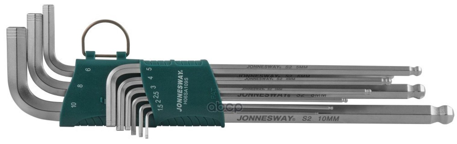 1 799 р. Набор Шестигранников 9 Предметов 1,5-10Мм С Шаром Extra Long (H06sa109s) Jonnesway арт. H06SA109S  с доставкой в г. Кемерово