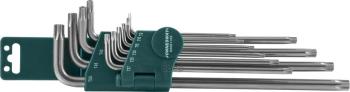 2 999 р. Набор Ключей Torx 10 Предметов Т9-Т50 Удлиненные С Отверстием Jonnesway (H08s110s) Jonnesway арт. H08S110S  с доставкой в г. Кемерово. Увеличить фотографию 1