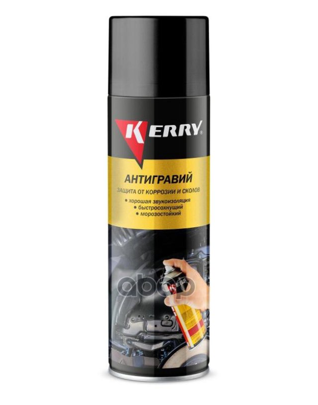 429 р. Мастика-Антигравий Kerry Черный (650Мл) Аэроз. (Kr-970.2) Kerry арт. KR-970.2  с доставкой в г. Кемерово