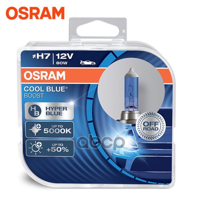 1 799 р. Лампа Галогеновая H7 12V  80W Osram Cool Blue Boost Px26d (2 Шт,К-Т) (62210Cbb-Hcb*) Osram арт. 62210CBB-HCB*  с доставкой в г. Кемерово