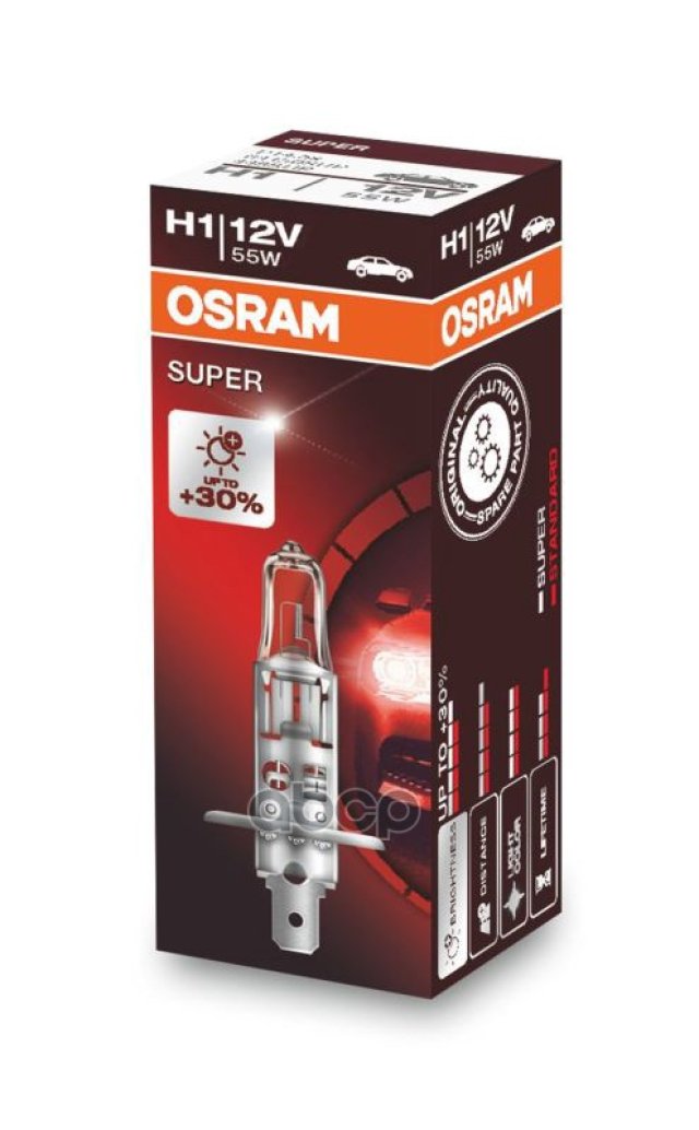 272 р. Лампа Галогеновая H1 12V  55W Osram Super +30%  P14.5s (64150 Sup*) Osram арт. 64150 SUP*  с доставкой в г. Кемерово