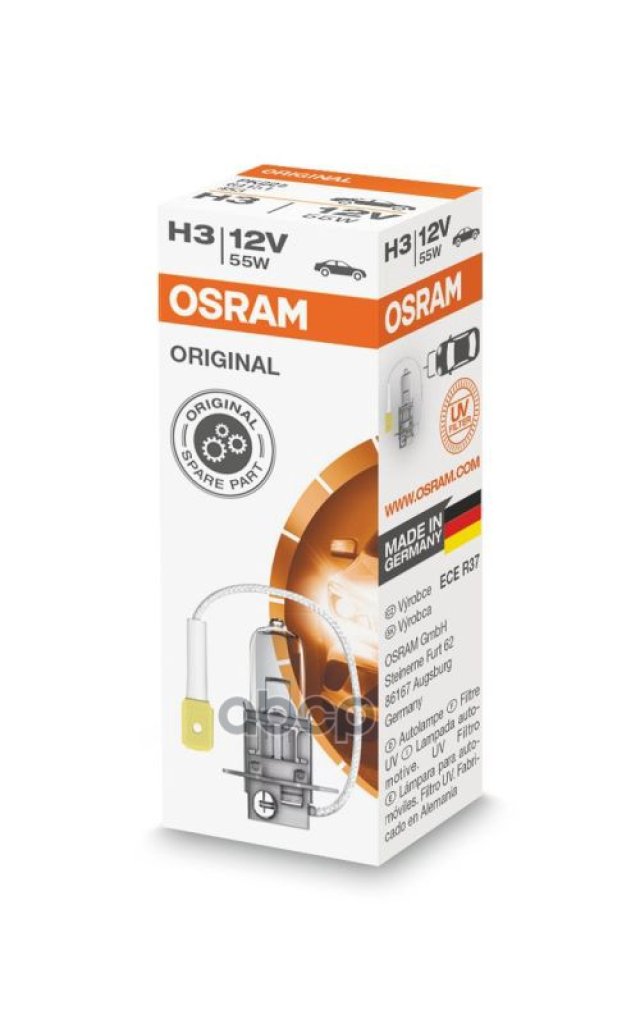 182 р. Лампа Галогеновая H3 12V  55W Osram Standard  Pк22s (64151R) Osram арт. 64151*  с доставкой в г. Кемерово