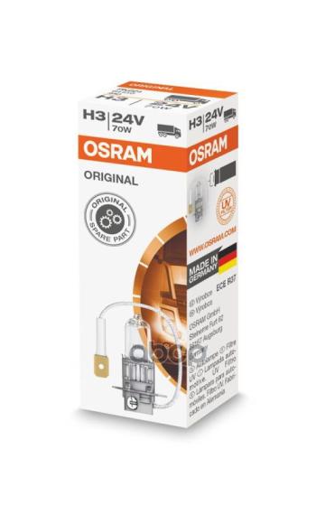 349 р. Лампа Галогеновая H3 24V  70W Osram Standard Pк22s (64156*) Osram арт. 64156*  с доставкой в г. Кемерово. Увеличить фотографию 1
