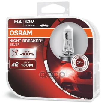 1 499 р. Лампа Галогеновая H4 12V  6055W Osram Night Breaker Silver+100% P43т-38 (2 Шт.,К-Кт) Osram арт. 64193NBS-HCB*  с доставкой в г. Кемерово. Увеличить фотографию 1