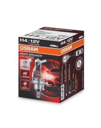 719 р. Лампа Галогеновая H4 12V  6055W Osram Night Breaker Unlimited+110% P43т-38 (64193Nbu*) Osram арт. 64193NBU*  с доставкой в г. Кемерово. Увеличить фотографию 1