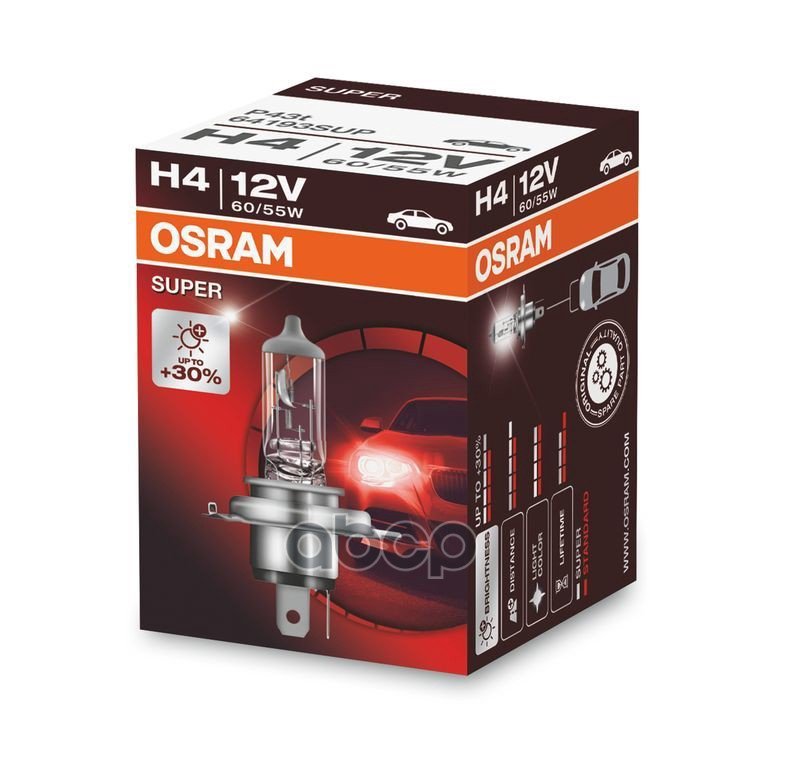 389 р. Лампа Галогеновая H4 12V  6055W Osram Super +30% P43т-38 (64193 Sup*) Osram арт. 64193 SUP*  с доставкой в г. Кемерово