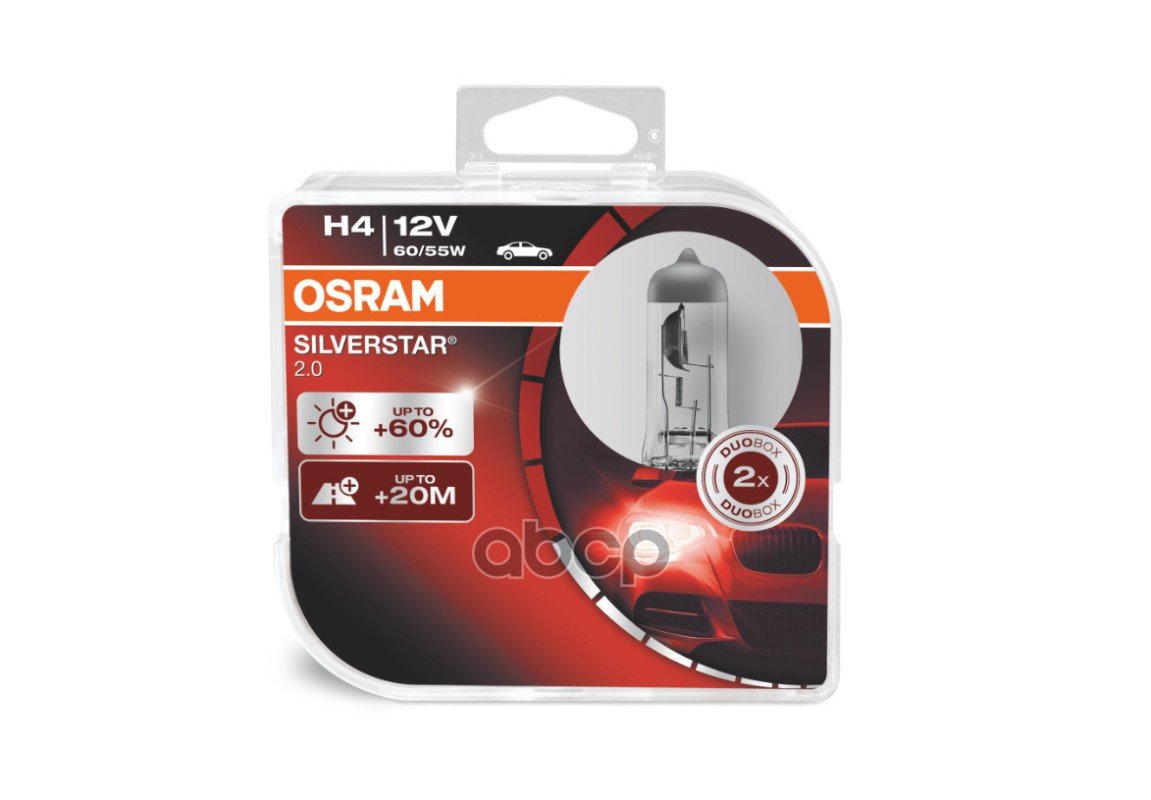1 599 р. Лампа Галогеновая H4 12V  6055W Osram Silverstar2.0 +60% P43т-38 (2 Шт.,К-Кт) (64193Sv2-Hcb*) Osram арт. 64193SV2-HCB*  с доставкой в г. Кемерово