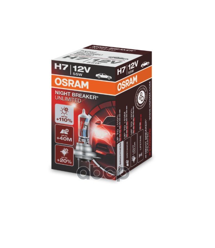 659 р. Лампа Галогеновая H7 12V  55W Osram Night Breaker Ulimited+110% Px26d (64210Nbu*) Osram арт. 64210NBU*  с доставкой в г. Кемерово