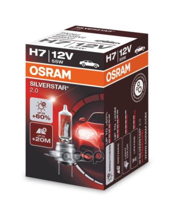 469 р. Лампа Галогеновая H7 12V  55W Osram Silverstar 2.0 +60% Рх26d (64210Sv2) Osram арт. 64210SV2  с доставкой в г. Кемерово. Увеличить фотографию 1