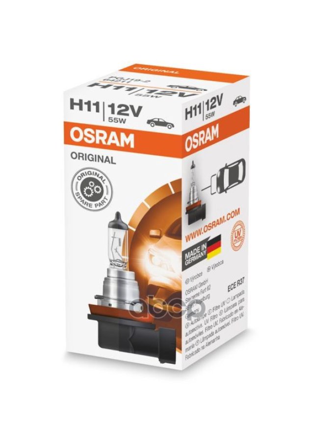 489 р. Лампа Галогеновая H11 12V  55W Osram Standard Pgj19-2 Original (64211) Osram арт. 64211  с доставкой в г. Кемерово