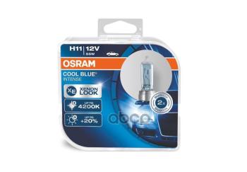 2 649 р. Лампа Галогеновая H11 12V  55W Osram Cool Blue Intense 4200K Комп. 2 Шт. Osram арт. 64211CBI-HCB*  с доставкой в г. Кемерово. Увеличить фотографию 1