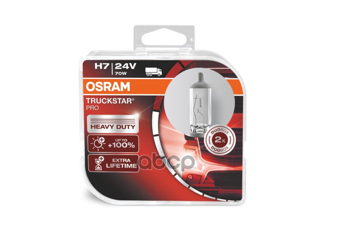 2 159 р. Лампа Галогеновая H7 24V  70W Osram Truckstar Pro +100% Px26d (2 Шт.,К-Кт) (64215Tsp-Hcb*) Osram арт. 64215TSP-HCB*  с доставкой в г. Кемерово