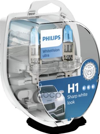 1 349 р. Лампа Галогеновая H1 12V  55W Philips White Vision 4000K P14.5s (2 Шт.) Original (12258Wvusm) Philips арт. 12258WVUSM  с доставкой в г. Кемерово. Увеличить фотографию 3