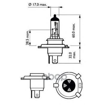 299 р. Лампа Галогеновая H4 12V  6055W Philips Long Live Eco Vision P14.5s Philips арт. 12342LLECOC1*  с доставкой в г. Кемерово. Увеличить фотографию 2