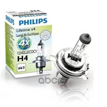 299 р. Лампа Галогеновая H4 12V  6055W Philips Long Live Eco Vision P14.5s Philips арт. 12342LLECOC1*  с доставкой в г. Кемерово. Увеличить фотографию 1