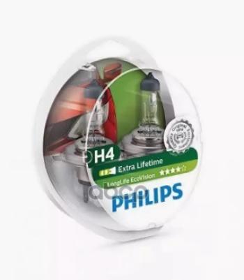 1 139 р. Лампа Галогеновая H4 12V  6055W Philips Long Live Eco Vision P14.5s (2 Шт.) Philips арт. 12342LLECOS2*  с доставкой в г. Кемерово. Увеличить фотографию 1